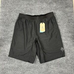 NWT prAna Mojo Pull On Shorts Mens Large Black Stretch Waistband Outdoors Hiking